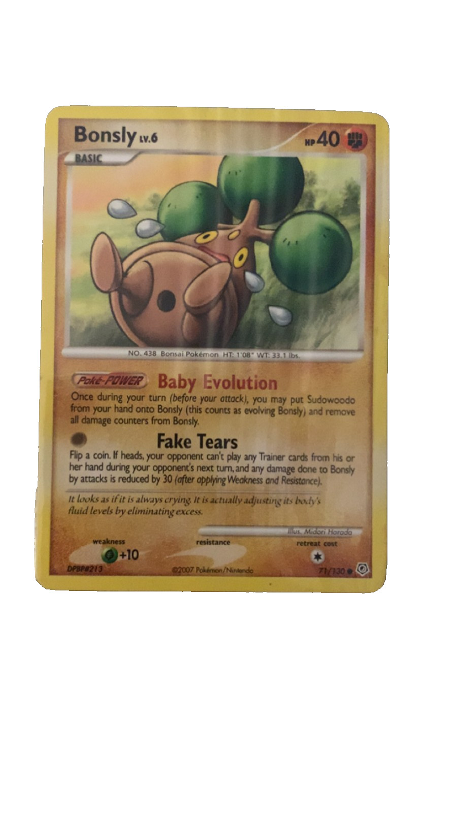 bonsly pokemon card - 110/197 - Obsidian Flames - Reverse Foil - Single Weakness Grass +10 Retreat Cost Pokemon TCG - DP1 -