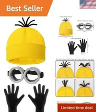 Halloween Costume Accessories Set Adult Yellow Beanie Goggles Gloves One Size
