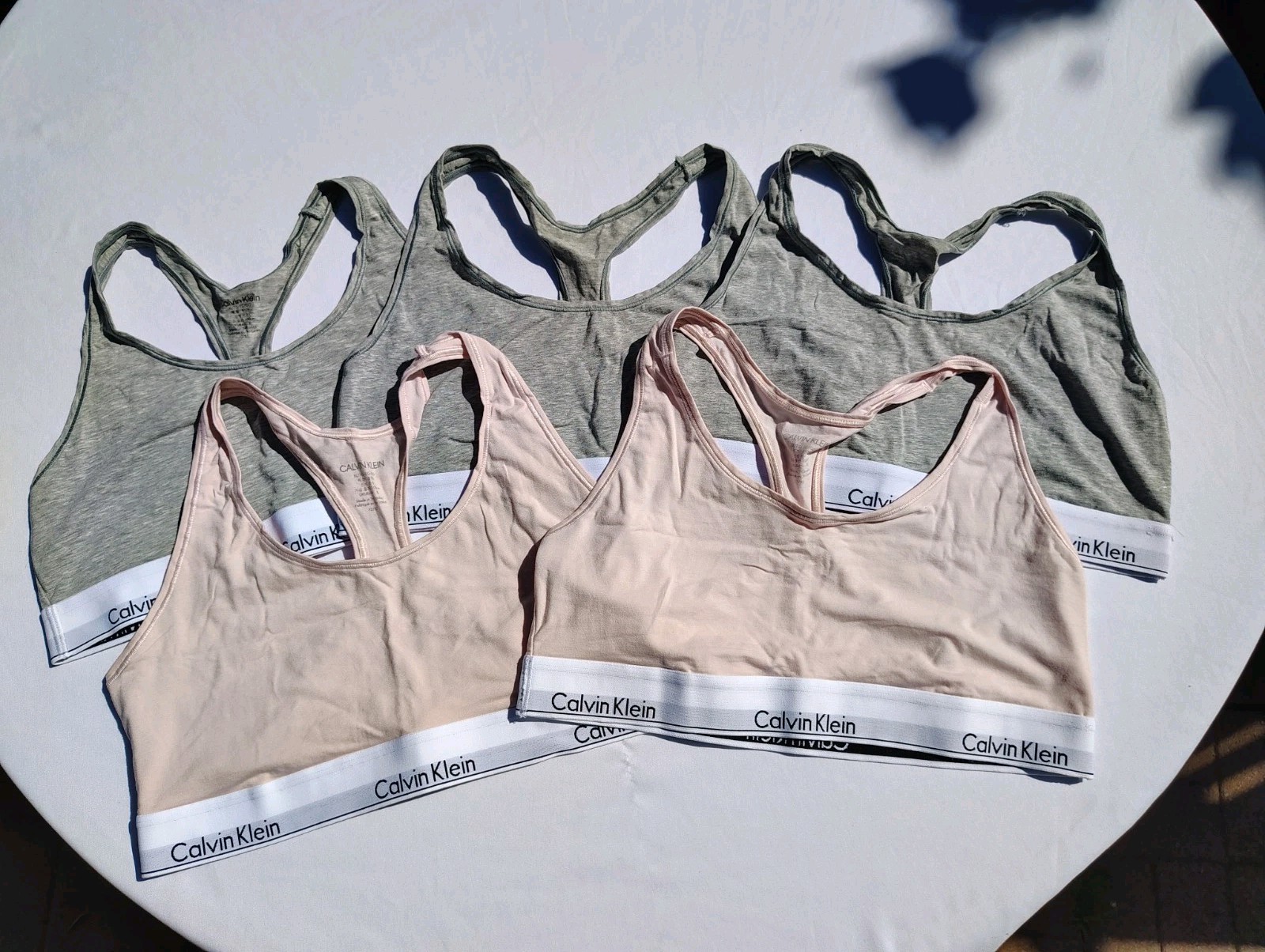 Lot of 5 XL Calvin Klein Modern Cotton Unlined Bralettes - 3 Grey & 2 Pink