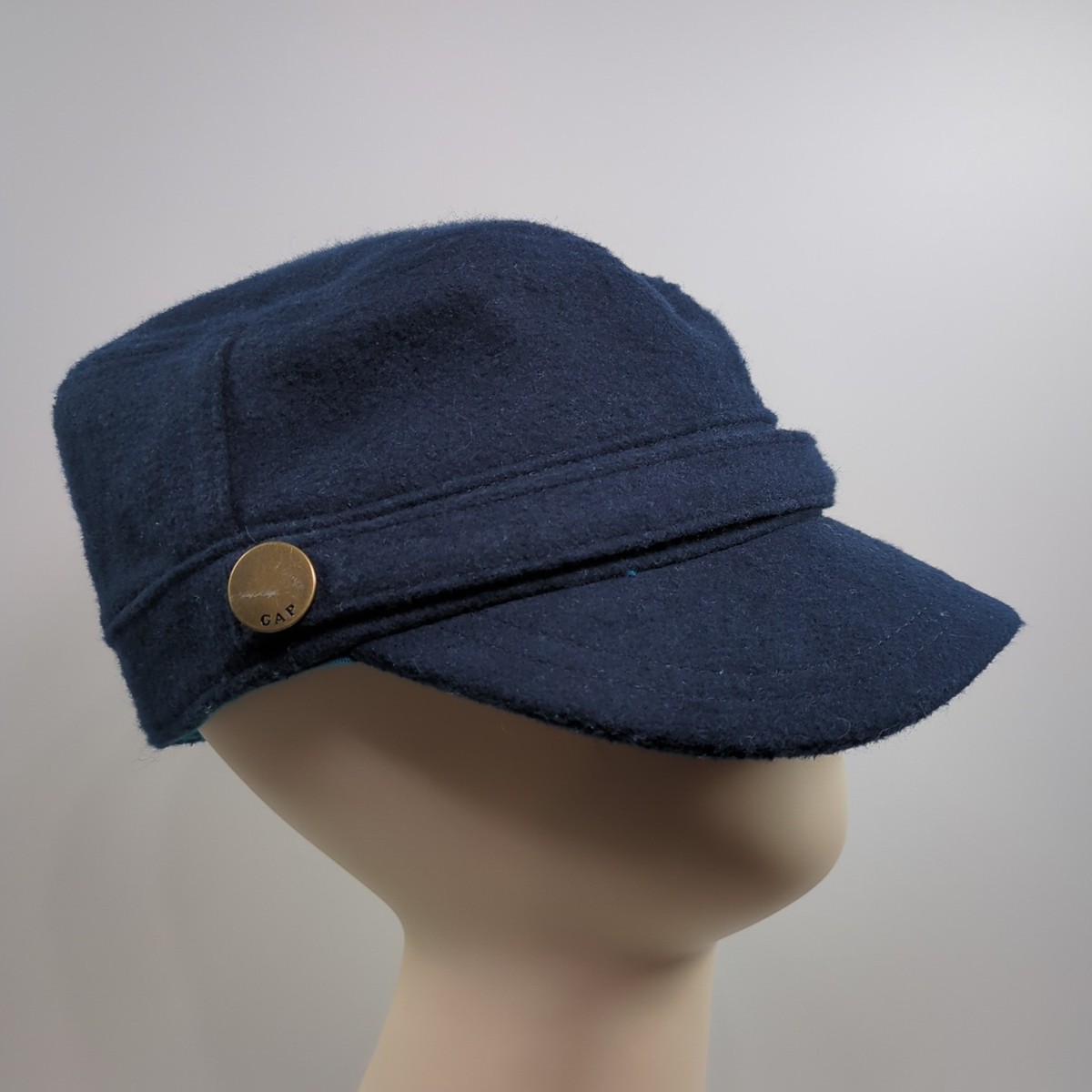 Gap Navy Blue Wool Blend Cadet Military Hat Cap Size S/M Lined Y2K 