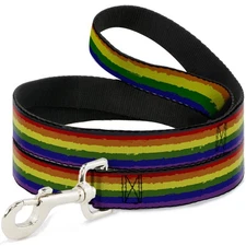 Dog Leash Rainbow Stripe Painted NARROW 0.5"