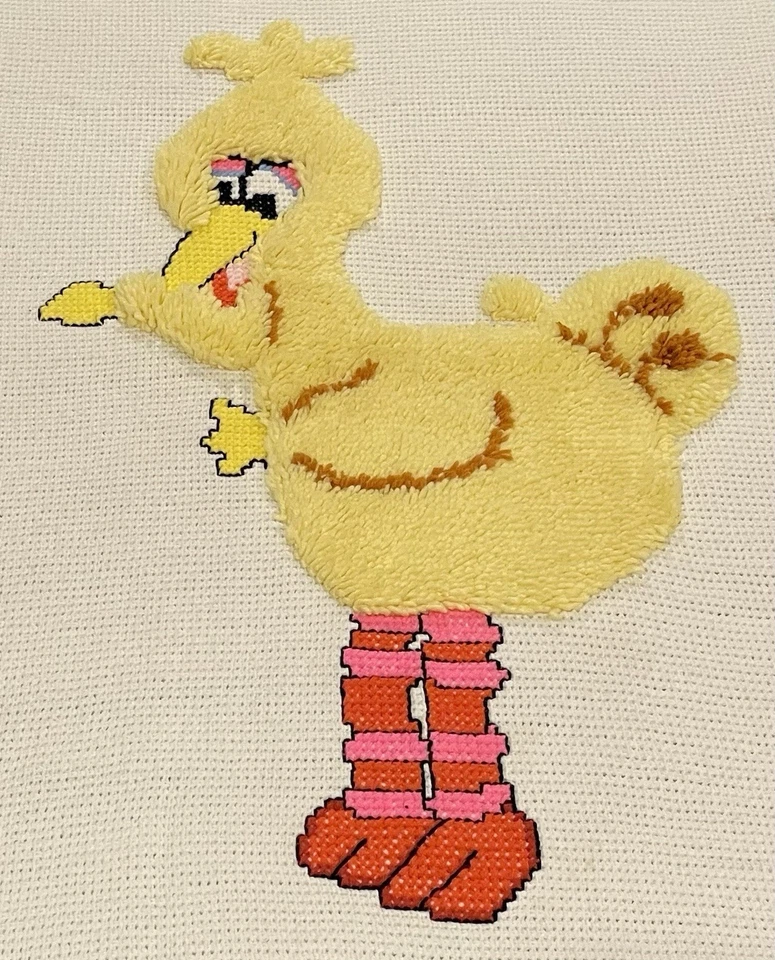 Vintage 1970s Crochet "Big Bird" Sesame Street Handmade 48" x 60" Afghan Throw - Image 2 of 4