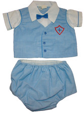 NWOT Vintage Baby Boys 0-6 Months Diaper Set Nautical Plastic Lined Bottoms