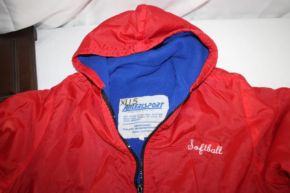 Fresno State 男式 XL 红色蓝色垒球 Sideline 夹克 Amerisport 美国尼龙 复古 — 第 3/4 张图片