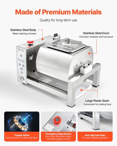 VEVOR Vacuum Meat Tumbler Marinator Machine 10L for Chicken Steak Fish Stainless - Picture 6 of 12