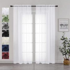 White Sheer Curtains 84 Inches Long 2 Panels