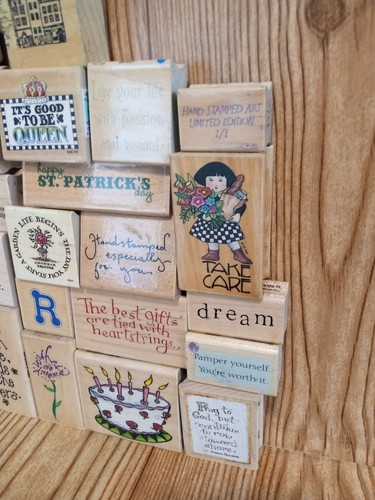 Wooden Rubber Stamps Lot Of 20 Various Sayings Words Quotes Inspirational + more - Picture 4 of 5
