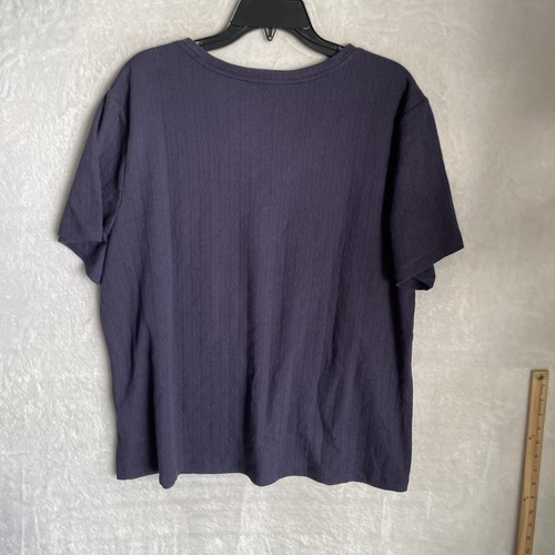 Coral Bay Damen Bluse Oberteil Einfarbig Blau Plus 1X Baumwollmischung Kurzarm V-Ausschnitt - Bild 6 von 7