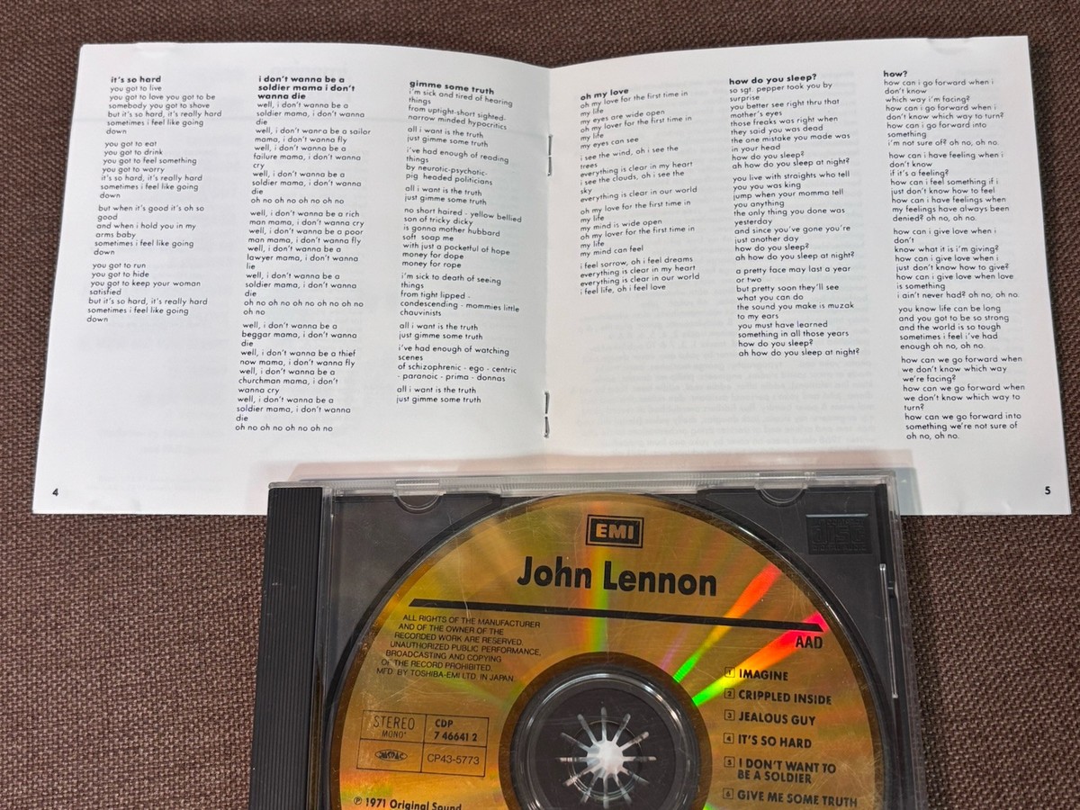 JOHN LENNON Imagine JAPAN 24k GOLD CD CP43-5773 PS + INSERT