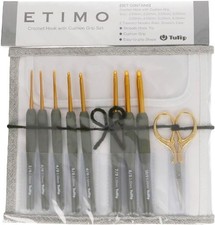 Etimo Crochet Hook With Cushion Grip Set Premium Gold Scissors TEG-001 Tulip