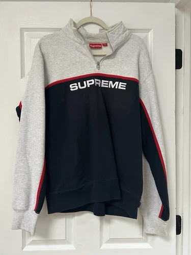 Sweat shirt 2 tons demi fermeture éclair Supreme F/W 2017 logo boîte