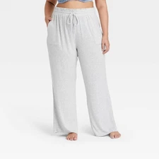 Stars Above Women's Plus 2X Perfectly Cozy Wide Leg Lounge Pants Heather Gray