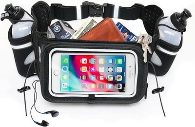 Runtasty Hydration Running Belt with 2 BPA-Free 10oz Bottles No-Bounce Phone XL