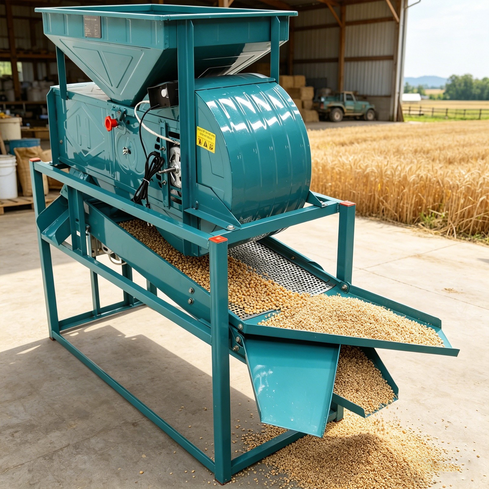  Vibrating Screen Shaker with Air Blower 2 Layers 8&4mm Grain Seed Cleaner 220V