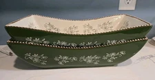 Set of 2 Temptations green floral lace baking dishes 16"x7"