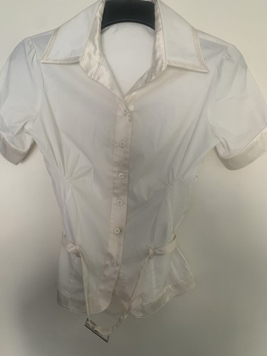 Karen Millen Ladies White Cotton and cream Silk Blouse Size 10
