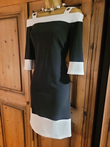 Beautiful Joseph Ribkoff Jackie Kennedy Style Monochrome Dress Size 6 To 10 - Picture 2 of 8