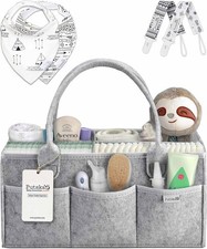 PUTSKA Baby Nappy Caddy Organiser Set - Nursery Storage Basket for Nappy Station
