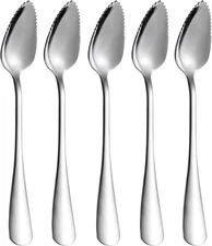 5 PCS Grapefruit Spoons, Stainless Steel Grapefruit Spoon Utensil Set, Serrated 