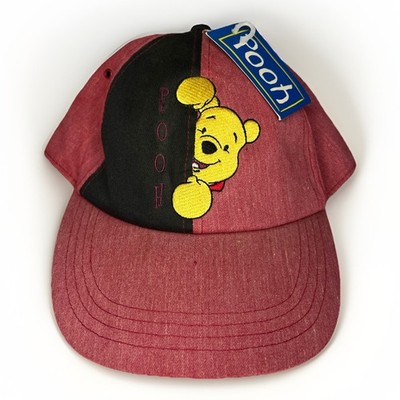 NWT Vintage Winnie The Pooh Split Panel Embroidered Hat Cap Flex Fit One Size