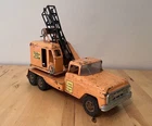 Tonka Vintage Orange Black Diecast Mobile Clam Crane Construction Truck Toy