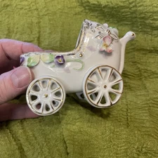 Small Porcelain Baby Carriage Trinket Dish