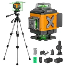 Laser Level 4 X 360°Self Leveling with Tripod, 16 Line Lazer Level 4D.