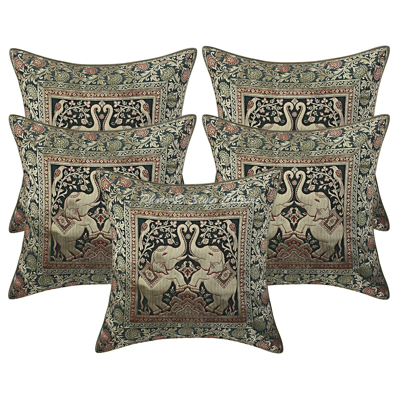 Decorative Throw Pillow Covers 16x16 Brocade Elephant Home Decor Cushion Cover