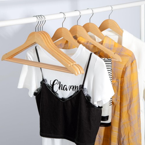 Wooden Hangers 30 Pack, Natural Wood Clothes Hangers, Durable Coat Hanger wit... - Picture 7 of 7