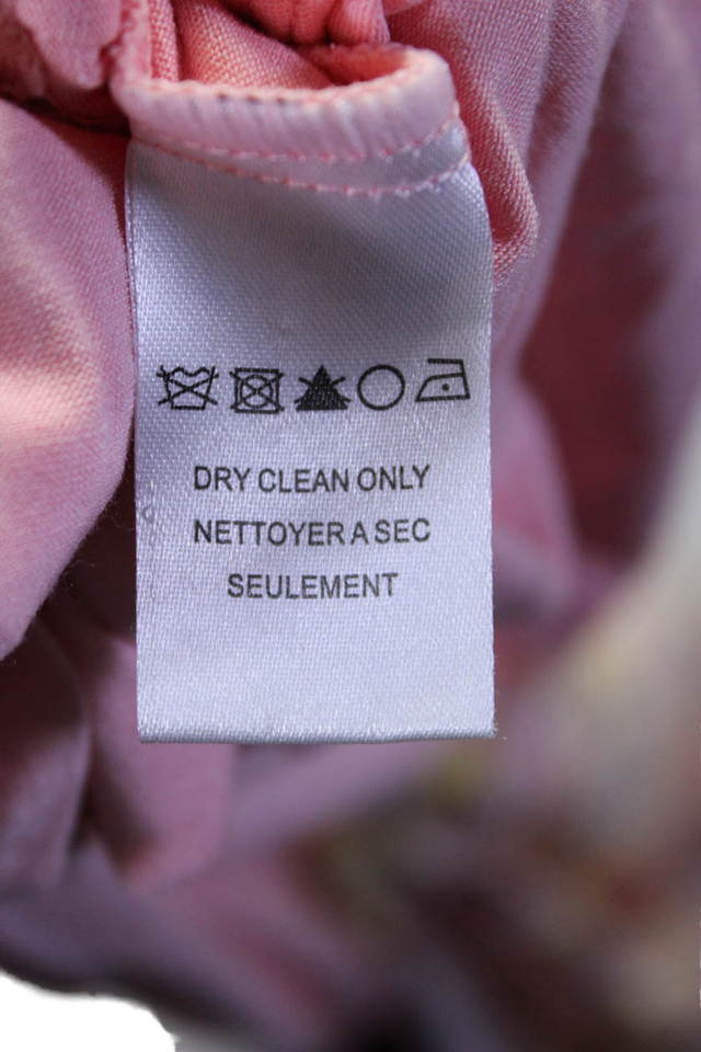 Hale Bob Womens Floral V Neck Short Sleeve Maxi Dress Pink Orange Size