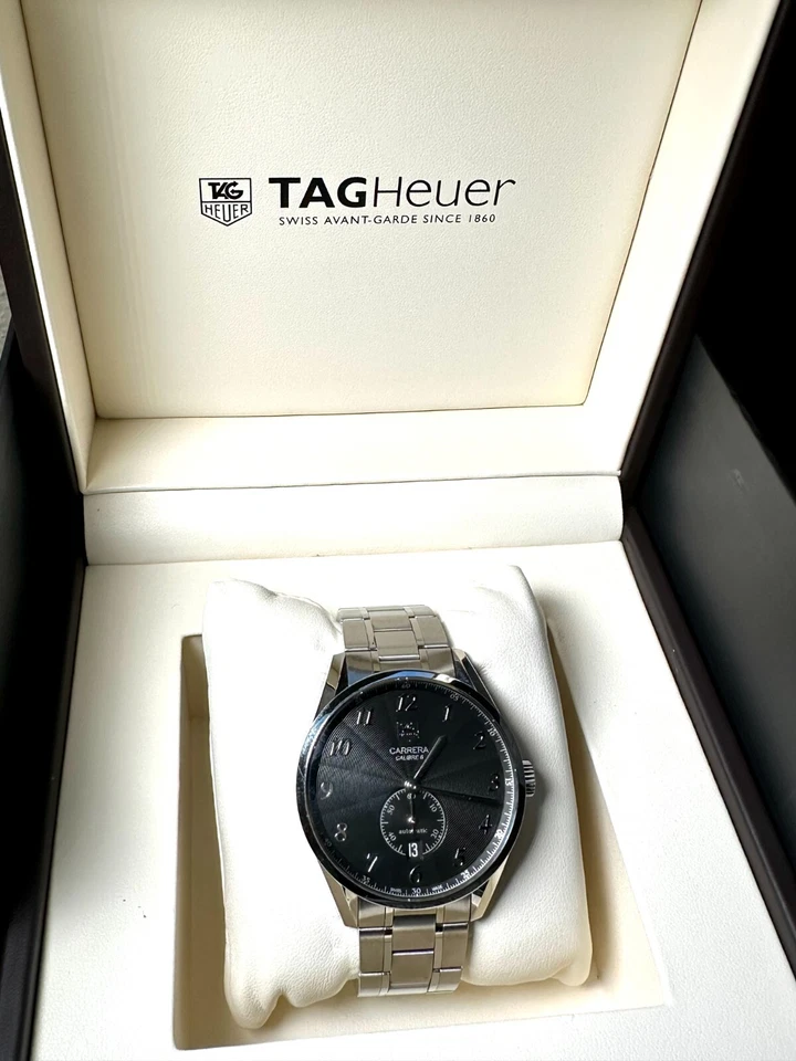 Tag Heuer Carrera Calibre 6 Esfera Negra Reloj Automático con Coctelera! Foto 3 de 4