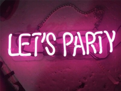 17'' Let's Party Acrylic Neon Sign Light Lamp Visual Beer Bar Glass Club Gift JY