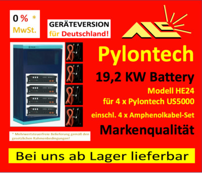 Pylontech 19,2 KW 48 Volt Speichersystem 4xUS5000 + Rack, RECHNUNG mit 0% MwSt.