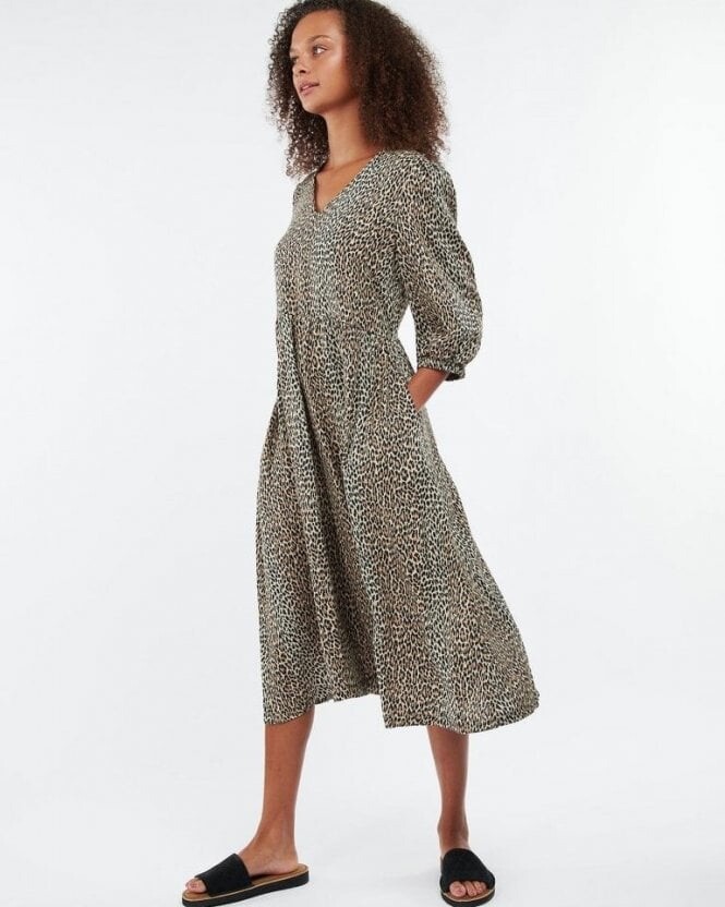 Barbour House Of Hackney Pembury Leopard Print Midi Dress, Size 12,