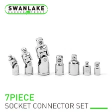 7Pc Universal Joint Socket Drive Adapter Reducer Flexible Connector 1/4 3/8 1/2"