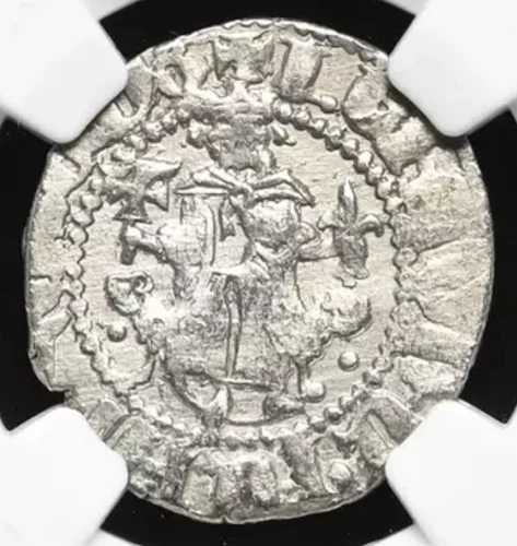 ARMENIA 1198-1219 AD Levon I Silver Tram Knights Templar Coin of Crusades NGC AU
