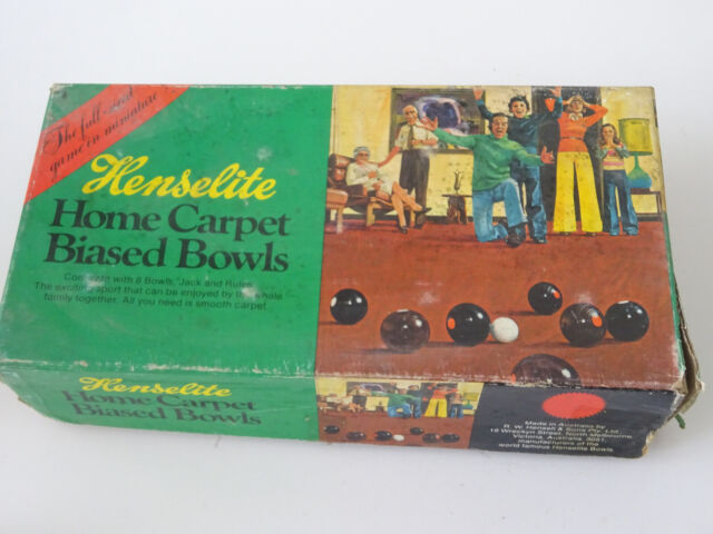 Vintage Henselite Indoor Home Carpet Biased Bowls Set Australian Made