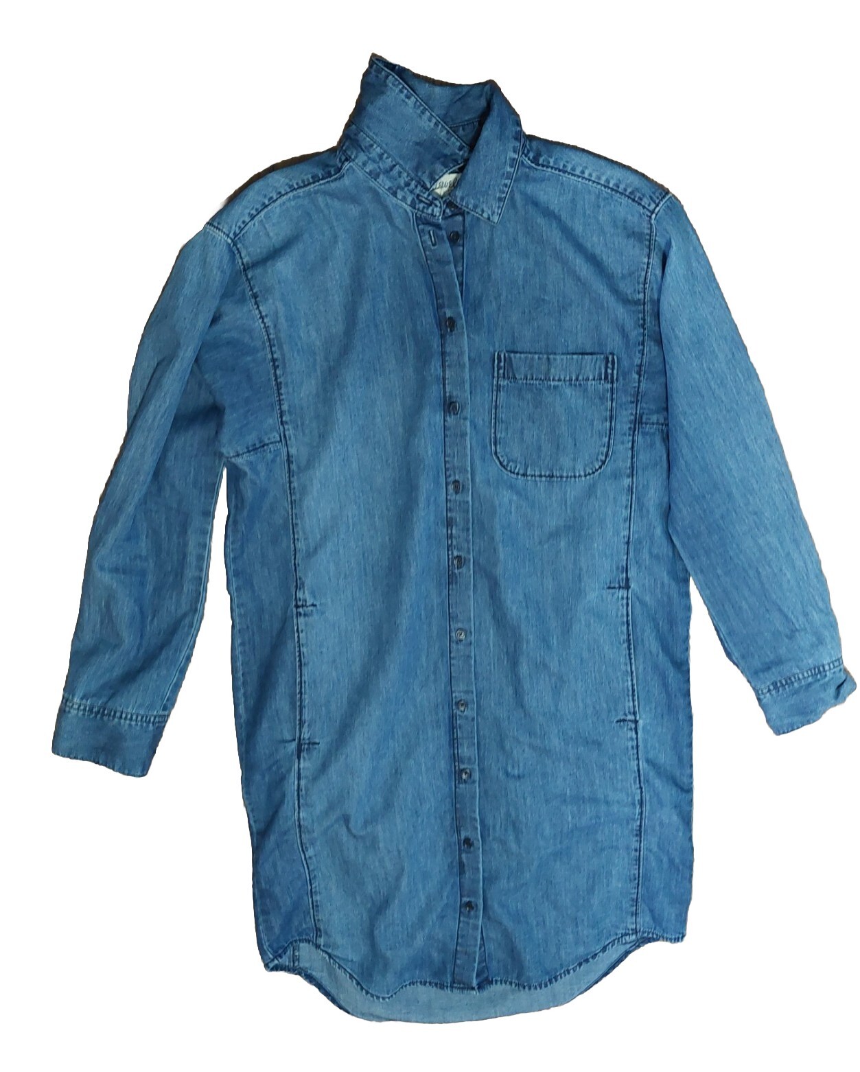 Madewell Women's Size XS Button Front Long Sleeve Denim Shirt Dress Blue