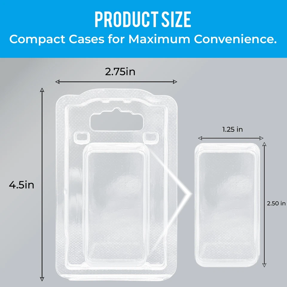 100 Clear Blister Clamshell Cases – 2.5”x1.25” with Hang Holes Secure Display - Image 2 of 4