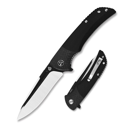 QSP Knife Harpyie Folding Knife 3.75'' CPM S35VN Steel Blade Carbon Fiber/G10