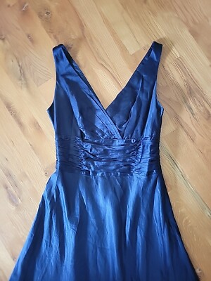 MONSOON Dark Blue Silk / Cotton Halter Formal Prom Dress Gown UK Size 8 38  - XS | eBay