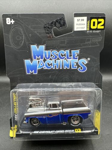 2023 Muscle Machines Asst. 1 Model 02 BLUE 1955 CHEVROLET CAMEO PICKUP 1:64 - Picture 1 of 4