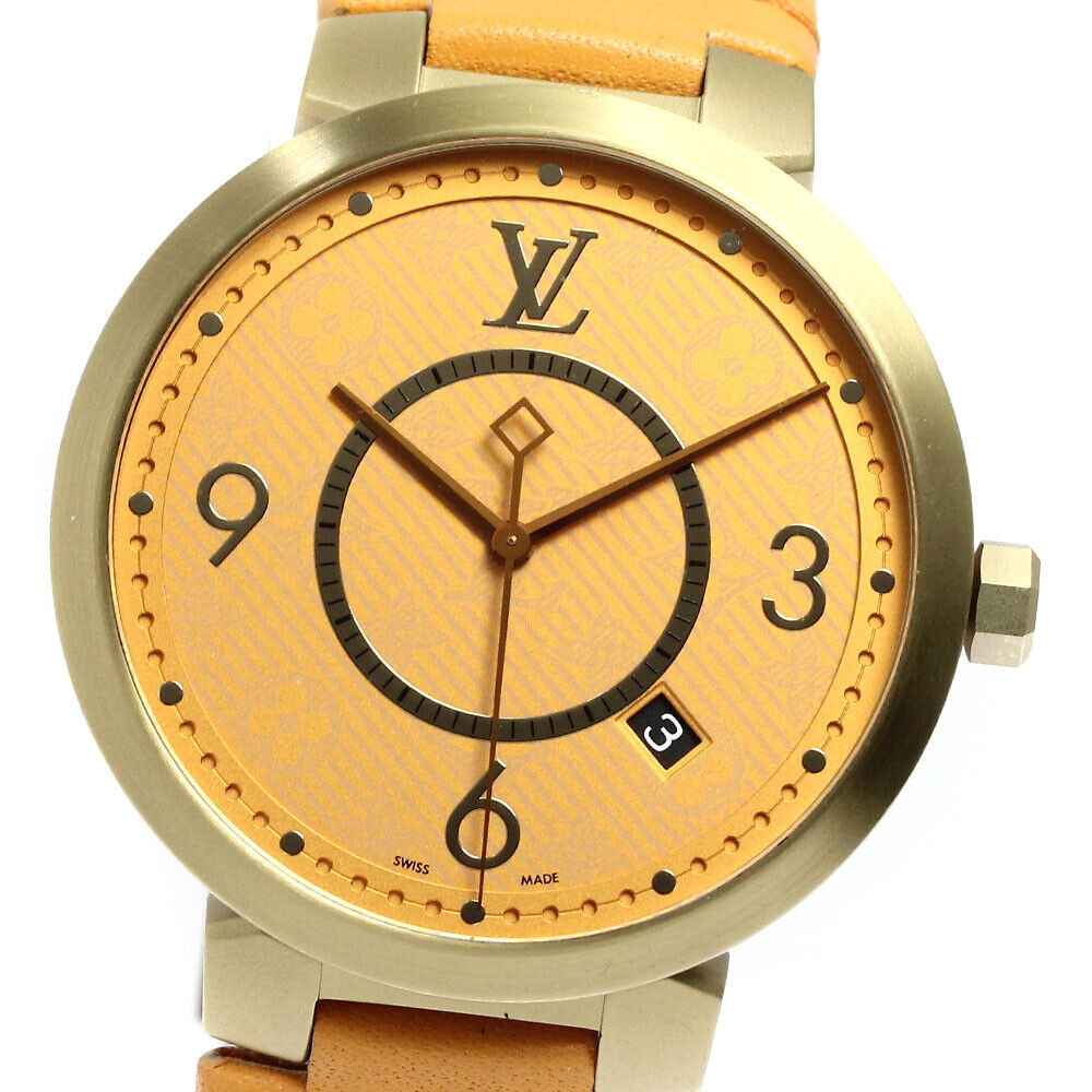 LOUIS VUITTON Tambour Slim Monogram QA103 Date Quartz Men's LOUIS VUITTON Tambour Slim Monogram QA103 Date Quartz Men's