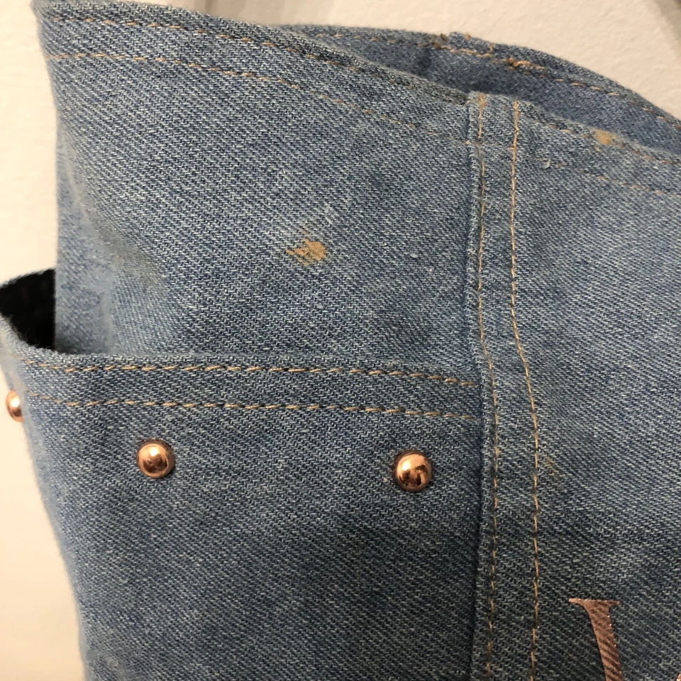 Victoria’s Secret Bolso de Gimnasio Denim Bolso de Hombro Bolso Tono Dorado Tachuelas Viaje Playa Foto 4 de 4