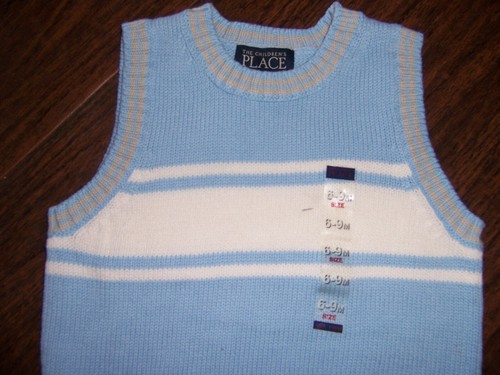 NEW CHILDREN'S PLACE BOYS BLUE CABLE KNIT SWEATER VEST Size 6-9 Months - Picture 2 of 3