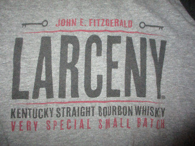 Gray W/Black Sleeves LARCENY Kentucky Small Batch Bourbon Raglan T Shirt XL