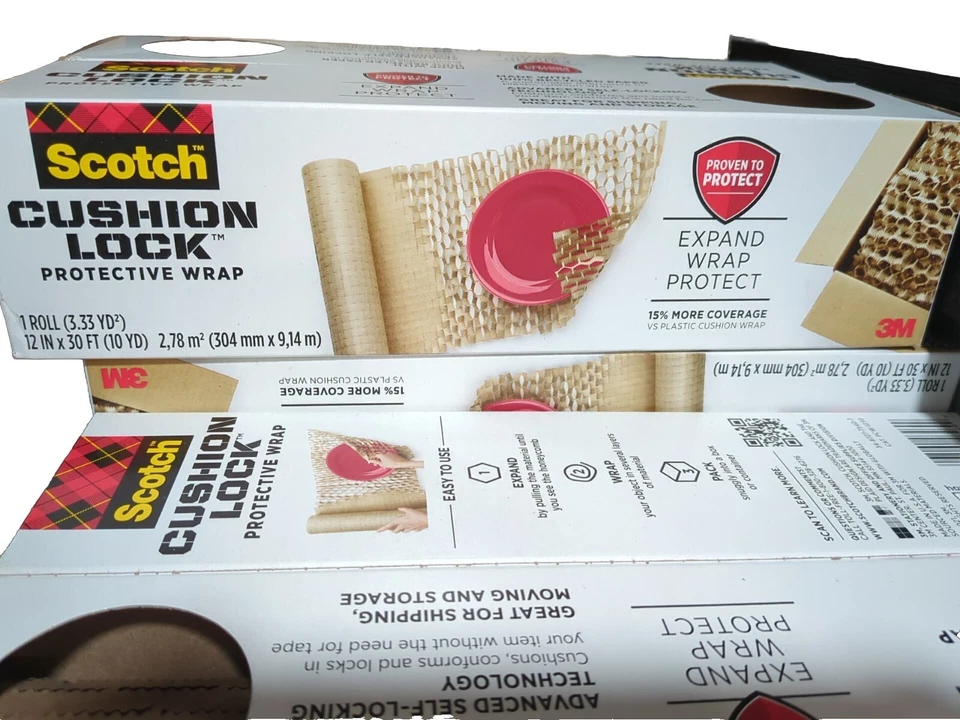 Lot Of 4 Scotch Cushion Lock Protective Wrap, 12" x 30 ft, Brown (MMMPCW1230) - Image 3 of 4