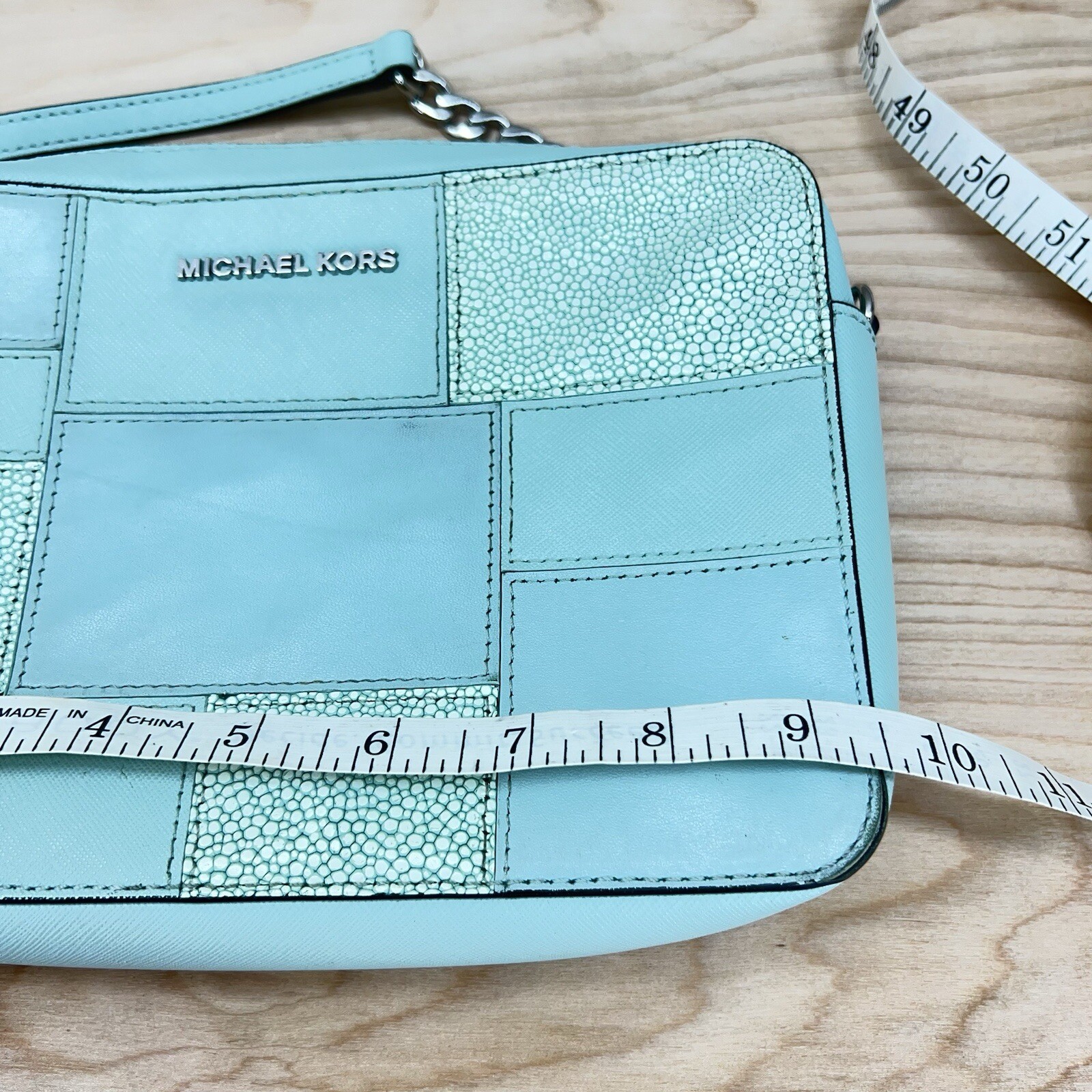 Michael Kors Patchwork Leather Seafoam Crossbody … - image 12