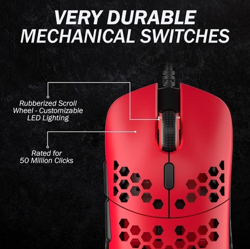 HK Gaming MIRA-M Ultra Lightweight Honeycomb Gaming Mouse 63G (Black) PMW3360 - Picture 4 of 8