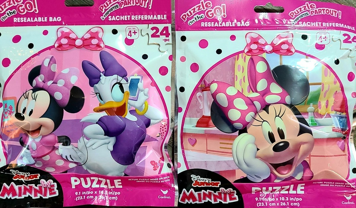 Set of 4 Minnie Mouse Puzzles On the Go! 24 Pieces Resealable bag